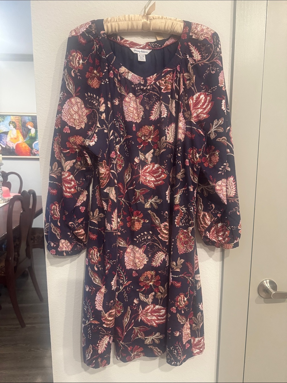 Tommy Bahama Navy Dress with Pink & Red Floral
